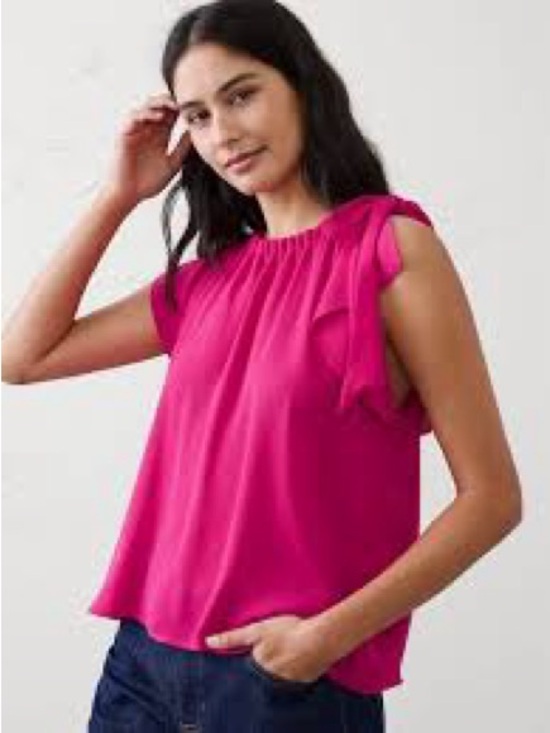 Banana Republic Tops - Banana Republic Tie Shoulder Boatneck Blouse- Hot Pink SZ S
